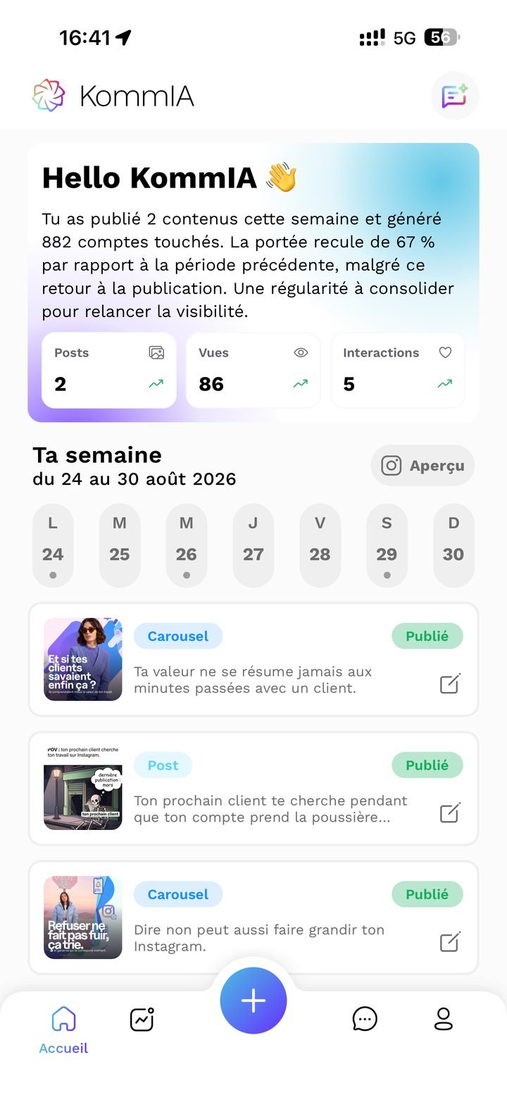 L'accueil de KommIA : le bilan de la semaine et le calendrier avec trois publications